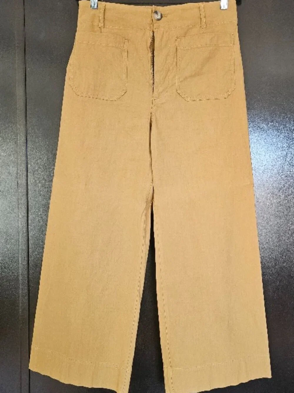 Anthropology Maeve The Colette Linen Blend Wide Leg Crop Pant Camel Tan Size 30 - Picture 6 of 9